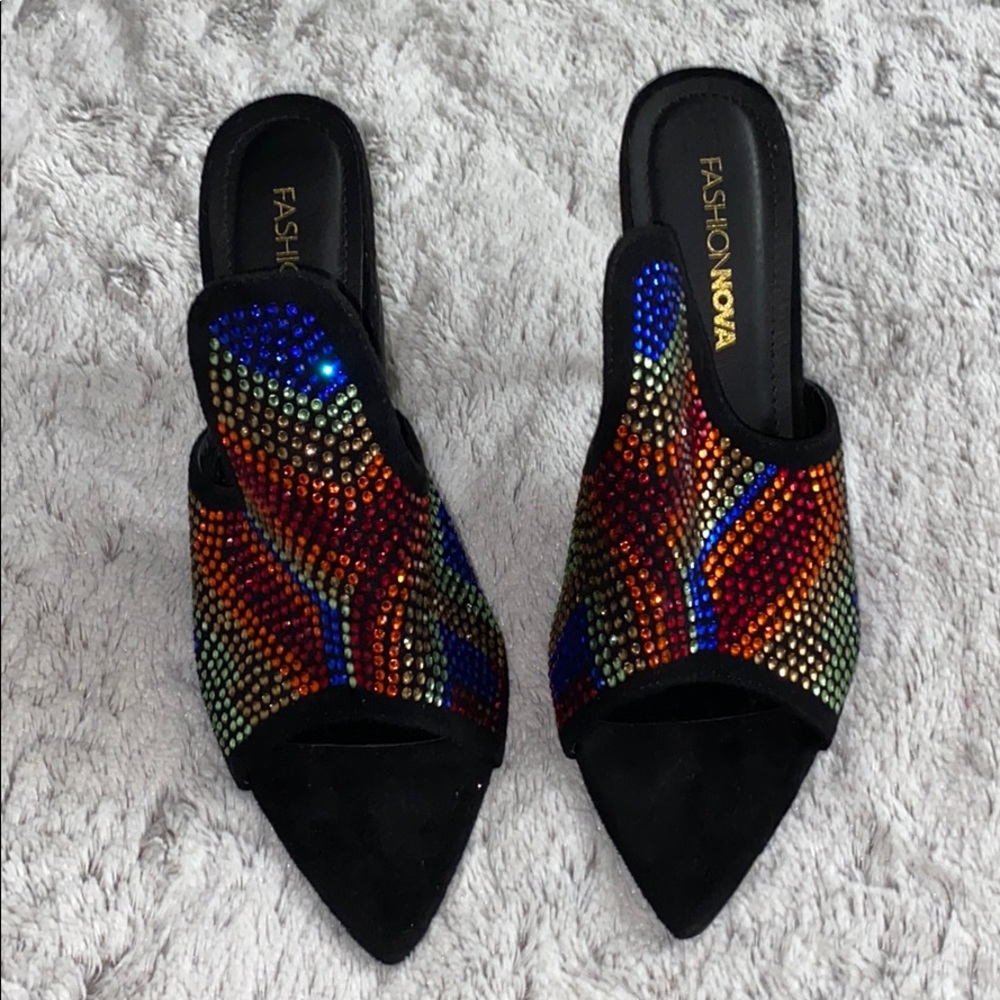 Fashion Nova Rainbow Slip On Heels Shoes